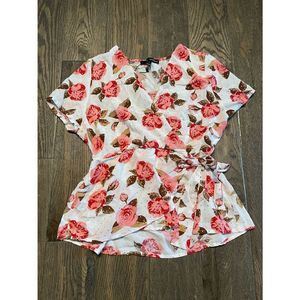 Harve Bernard Rose Floral Blouse
